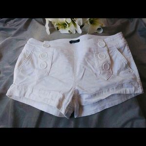 Faux button white dress shorts